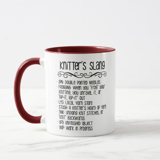 Knitter's Slang Funny Knitting Mok (Links)