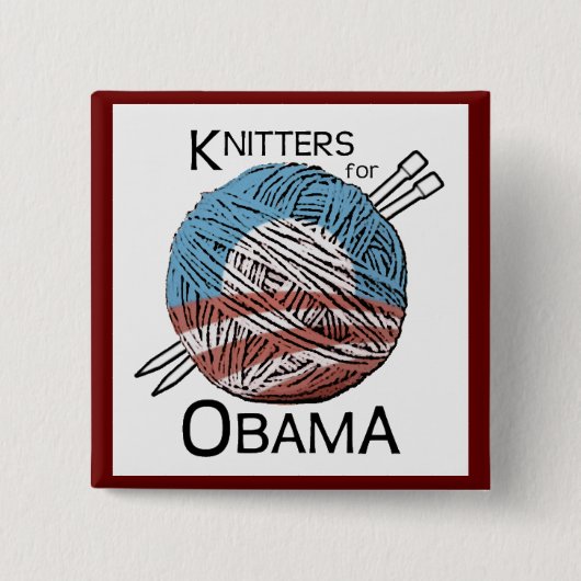 Knitters voor Obama Button #3 (Voorkant)