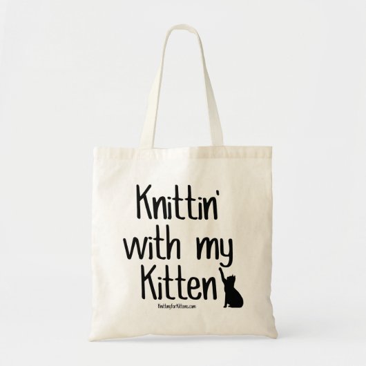 Knittin met mijn Kitten Tote Bag (Voorkant)