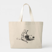 Knitting Cat Project Bag Grote Tote Bag (Achterkant)