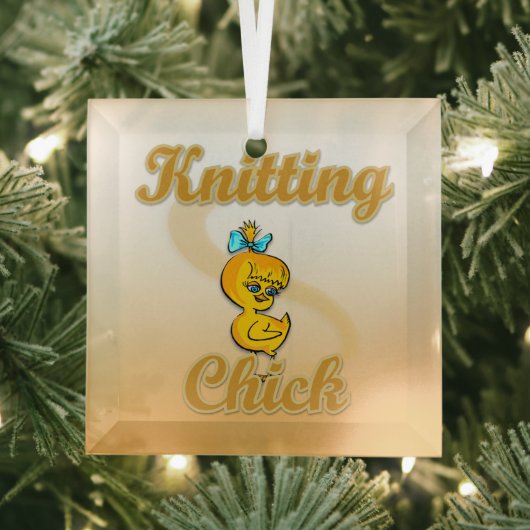 Knitting Chick Glas Ornament (Insitu)