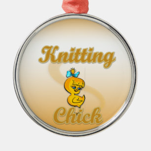 Knitting Chick Metalen Ornament