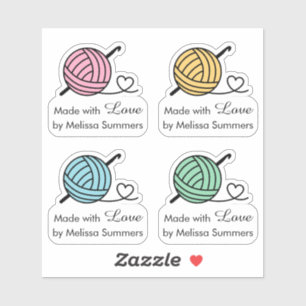 Knitting Crocheting Yarn Made with Love, set 4 Sticker