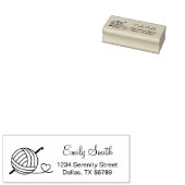 Knitting Crocheting Yarn Return Address Rubberstempel (Gestempeld)