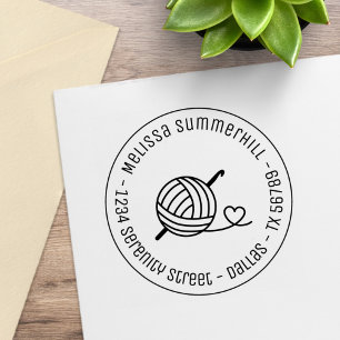 Knitting Crocheting Yarn Round Address 2 Rubberstempel