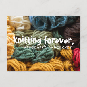 Knitting Forever Housework altijd / kleurrijk Briefkaart