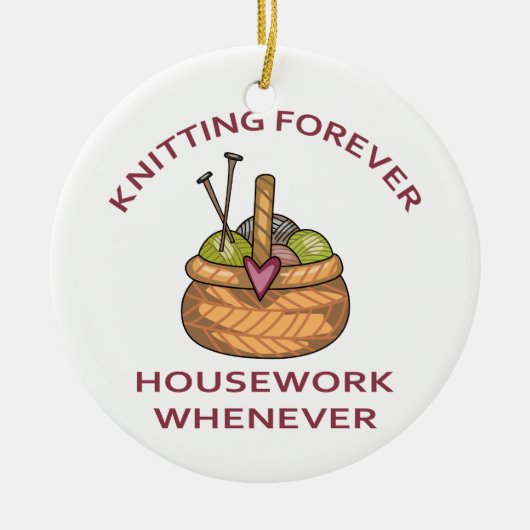 Knitting Forever Keramisch Ornament (Voorkant)