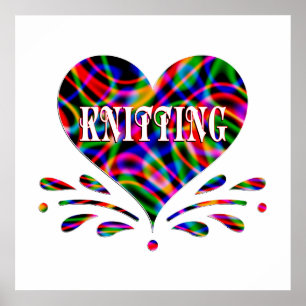Knitting Fun Heart Poster