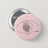 Knitting Hands Heart Pink Line Tekening Ronde Button 5,7 Cm (Voorkant /achterkant)