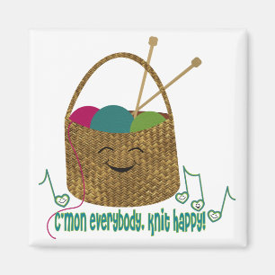 Knitting Happy Magnet Magneet