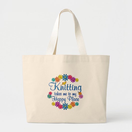 Knitting Happy Place Grote Tote Bag (Voorkant)