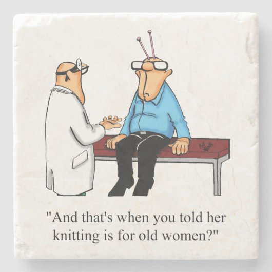 Knitting Humor Stone Onderzetter Gift (Voorkant)