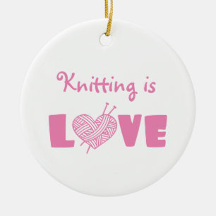 Knitting is Love Keramisch Ornament