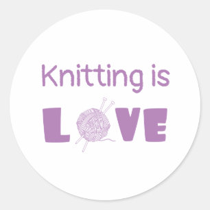 Knitting is Love Ronde Sticker