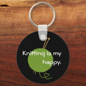 Knitting is Mijn Happy Sleutelhanger (Voorkant)