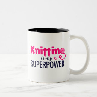 Knitting is Mijn Superpower in Roze Tweekleurige Koffiemok