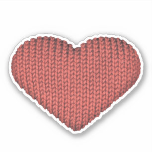 Knitting Love Red Heart Sticker
