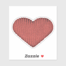 Knitting Love Red Heart Sticker