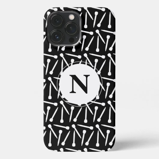 Knitting Needles Crafts Monogram Dark iPhone Case iPhone Hoesje (Achterkant)