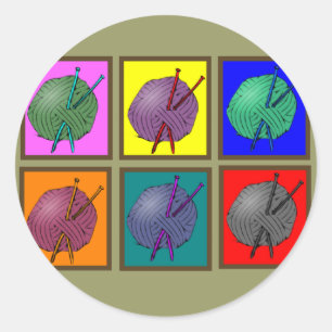 Knitting Popart Gifts Ronde Sticker