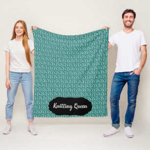 Knitting Queen Needles Pattern +Label Blauwgroen + Fleece Deken