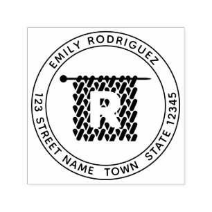 Knitting Self Inking Rubber Stamp Zelfinktende Stempel