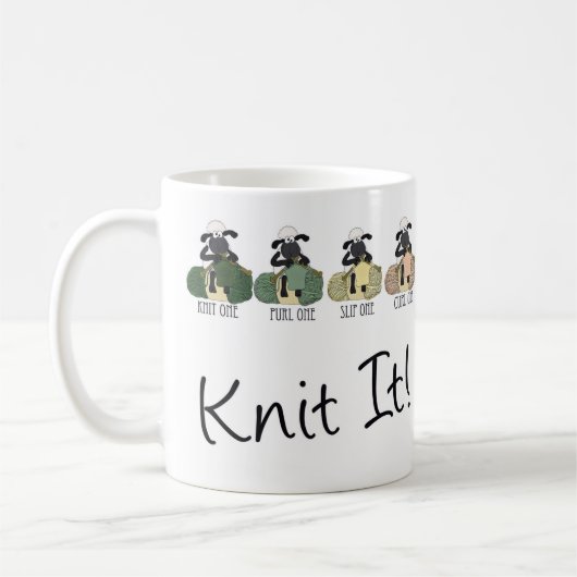 Knitting Sheep, Fun White, 11 oz Classic White Mok (Links)