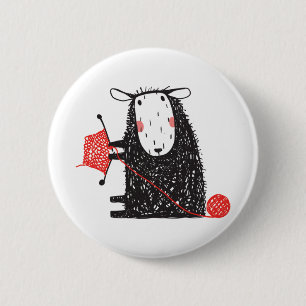 Knitting Sheep Ronde Button 5,7 Cm