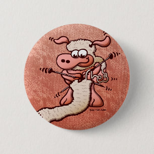 Knitting Sheep Ronde Button 5,7 Cm