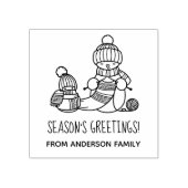 Knitting Snowman Seasons Greetings Rubberstempel (Afrduk)