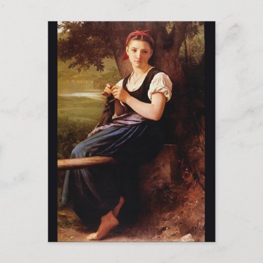 Knitting Woman van William-Adolphe Bouguereau Briefkaart (Voorkant)