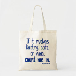 Knituren, katten of wijn tote bag