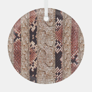 Knitwear textuur, geometrisch slangenpatroon. glas ornament