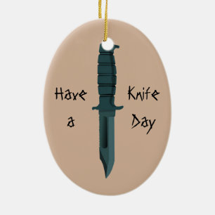 Kniven hebben een dag van het leven keramisch ornament