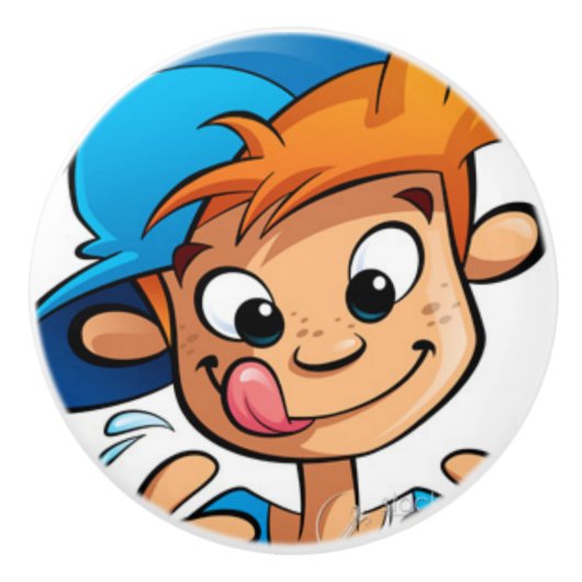 Knob Hungry Boy  Keramische Knop (Voorkant)