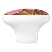 KNOBS/CUSTOM/LAYERS OF FALL LEAVES/PINK,YE KERAMISCHE KNOP (Zijkant)