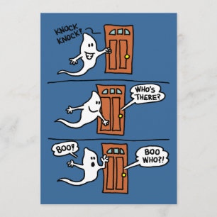 Knock Knock Ghost Halloween Joke Kind Uitnodigen Kaart