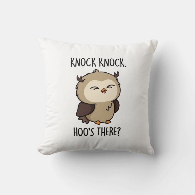 Knock Knock Hoos Daar Funny Owl Pun Kussen (Voorkant)