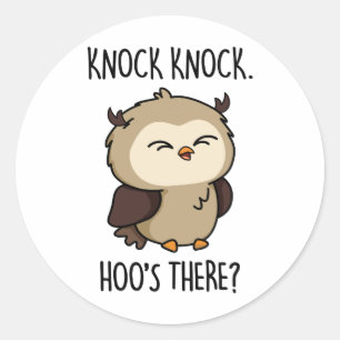 Knock Knock Hoos Daar Funny Owl Pun Ronde Sticker