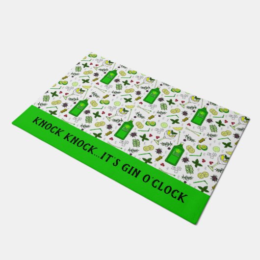 Knock Knock It's Gin Clock Funny Gin Drinker Deurmat (Schuin)
