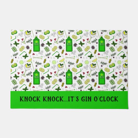 Knock Knock It's Gin Clock Funny Gin Drinker Deurmat (Voorkant)