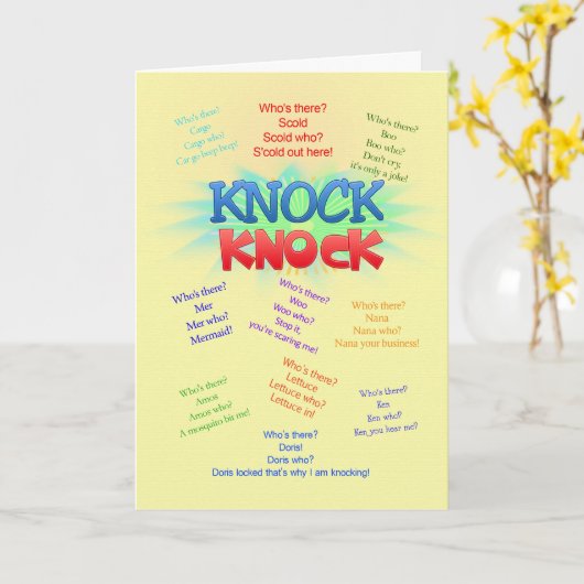 Knock Knock Jokes Vaderdag kaart (Gele Bloem)