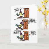 Knock Knock Wine viert geen verjaardag Kaart (Gele Bloem)