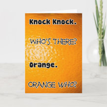 Knock Qui est là Orange carte d'anniversaire
