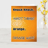 Knock Qui est là Orange carte d'anniversaire (Fleur jaune)