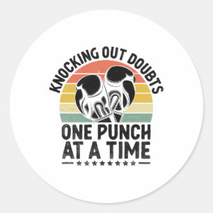 Knocking Out twijfelt één punch per keer Boxer Spo Ronde Sticker
