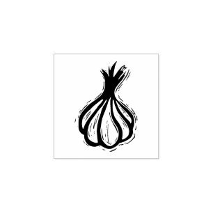 Knoflook voor plantaardige consumptie Rustige lino Rubberstempel