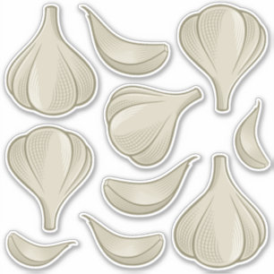 Knoflookhoutsnede Icon Sticker Set