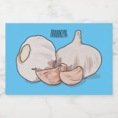 Knoflookillustratie cartoon voedselcontainer etiket (Enkel label)