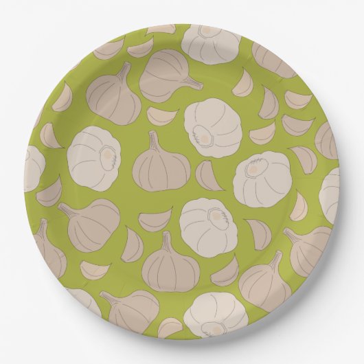 Knoflookpatroon - Knoflook handschoenen en bollen Papieren Bordje (Voorkant)